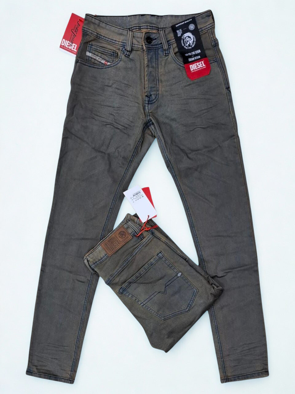 Diesel Belther Slim Jeans | Faded Grey Stretch Denim | Men’s 28-38