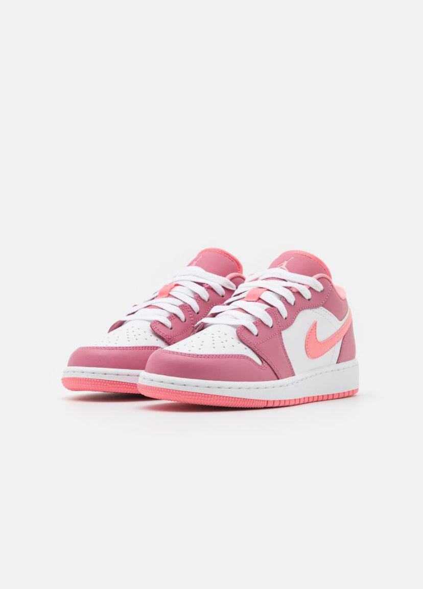 Nike Air Jordan 1 Low Desert Berry Adult Sneakers - Desert Berry/White/Coral Chalk - Premium Leather Upper,