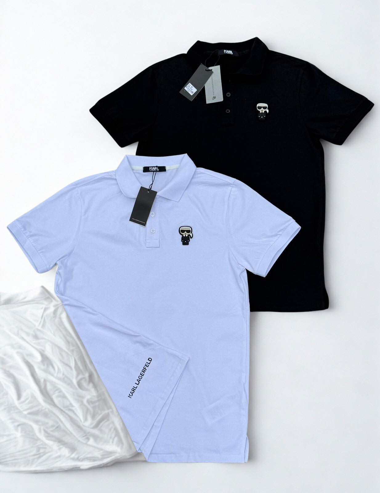 Karl Lagerfeld IKON Embroidered Polo Shirt - Signature Karl Patch Men’s Short Sleeve Piqué Polo