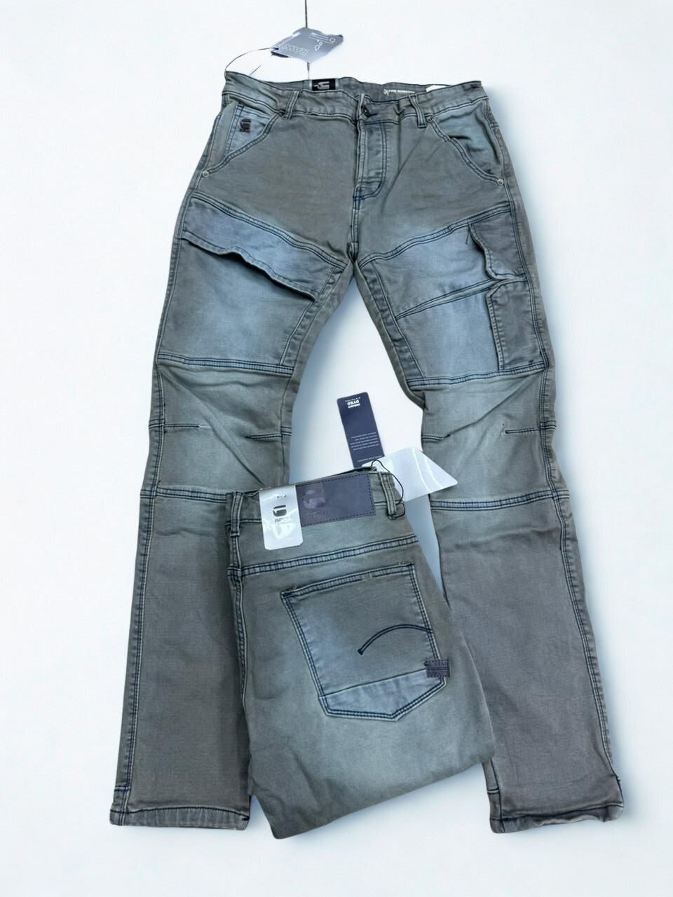 G-Star RAW Rovic Slim Trainer Cargo Pants - Asfalt Grey Stretch Denim Jeans (28-38)