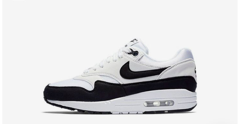 Nike Air Max 1 Unisex Sneakers - Black/White - Iconic Visible Air Cushioning, Sizes 3-9 UK