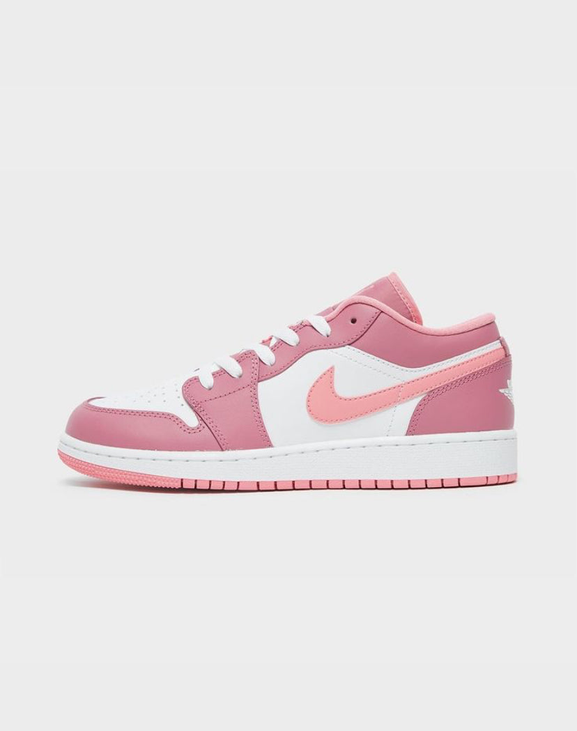 Nike Air Jordan 1 Low Desert Berry Adult Sneakers - Desert Berry/White/Coral Chalk - Premium Leather Upper,
