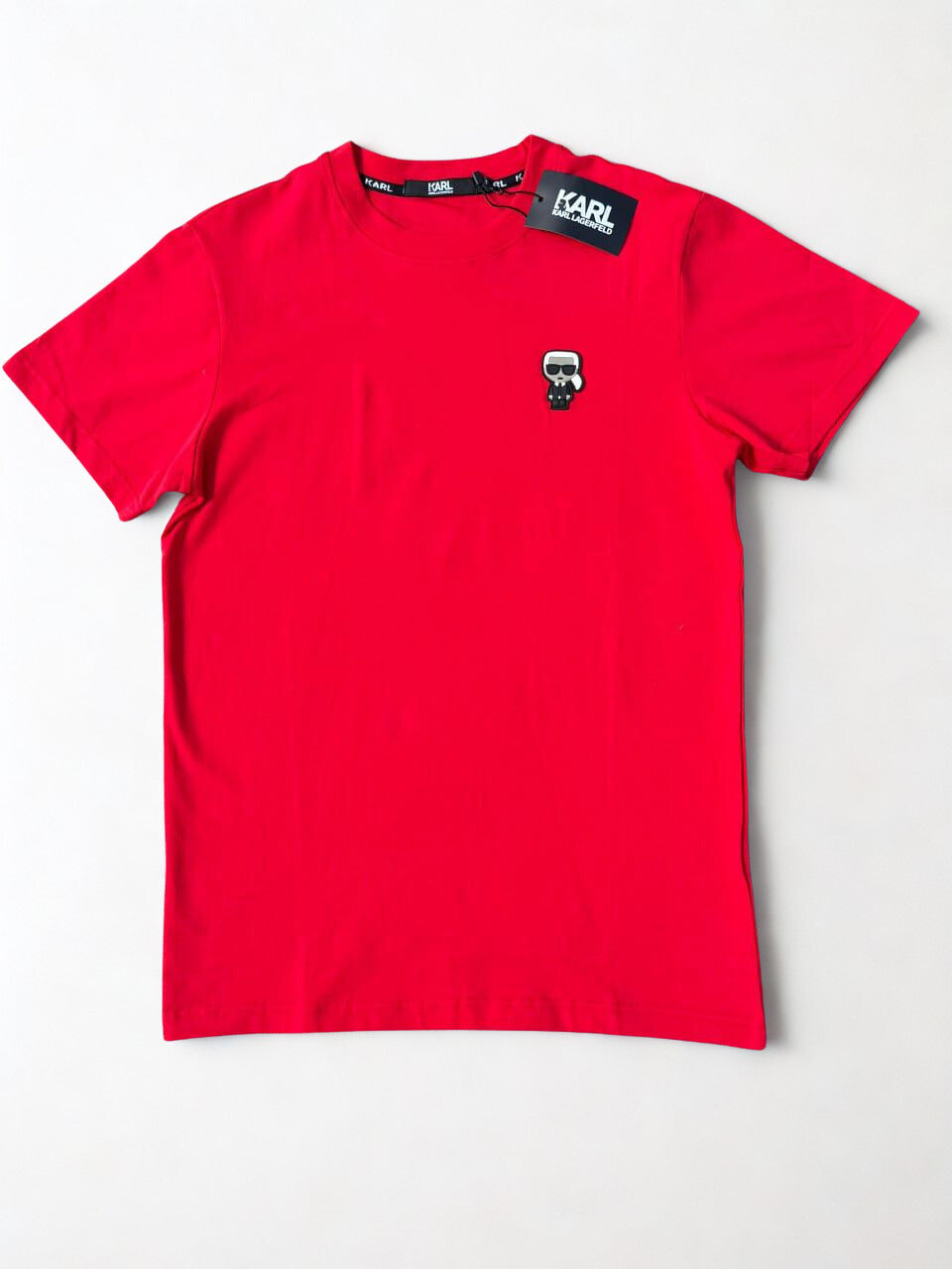 Karl Lagerfeld IKON Patch T-Shirt - Embroidered Karl Icon Tee - Red, White, Black, Pink, Green