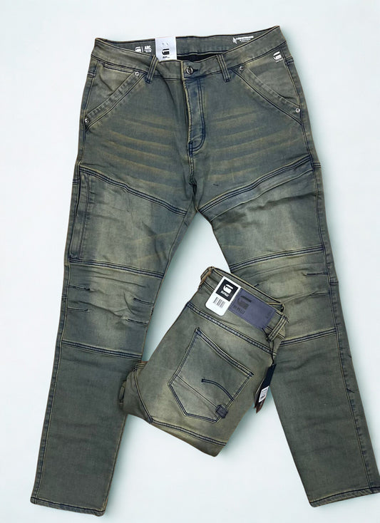 G-Star RAW Arc 3D Slim Jeans - Faded Grey Whiskered Stretch Denim Men’s Tapered Fit