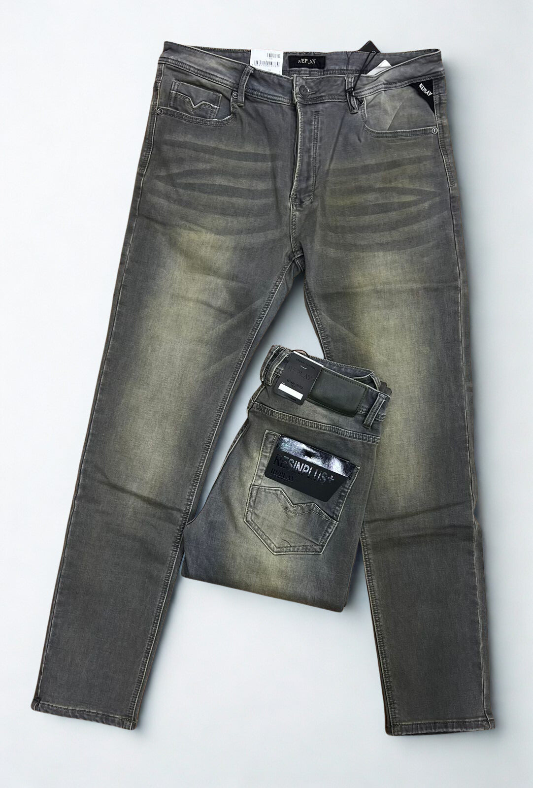 G-Star RAW Arc 3D Slim Jeans - Faded Grey Whiskered Stretch Denim Men’s Tapered Fit