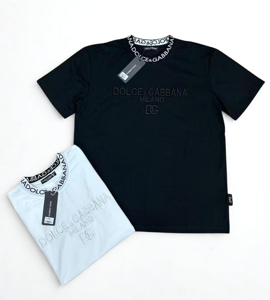 Dolce & Gabbana Milano Logo Embroidery T-Shirt | Black, White Cotton Jersey | M-XXL