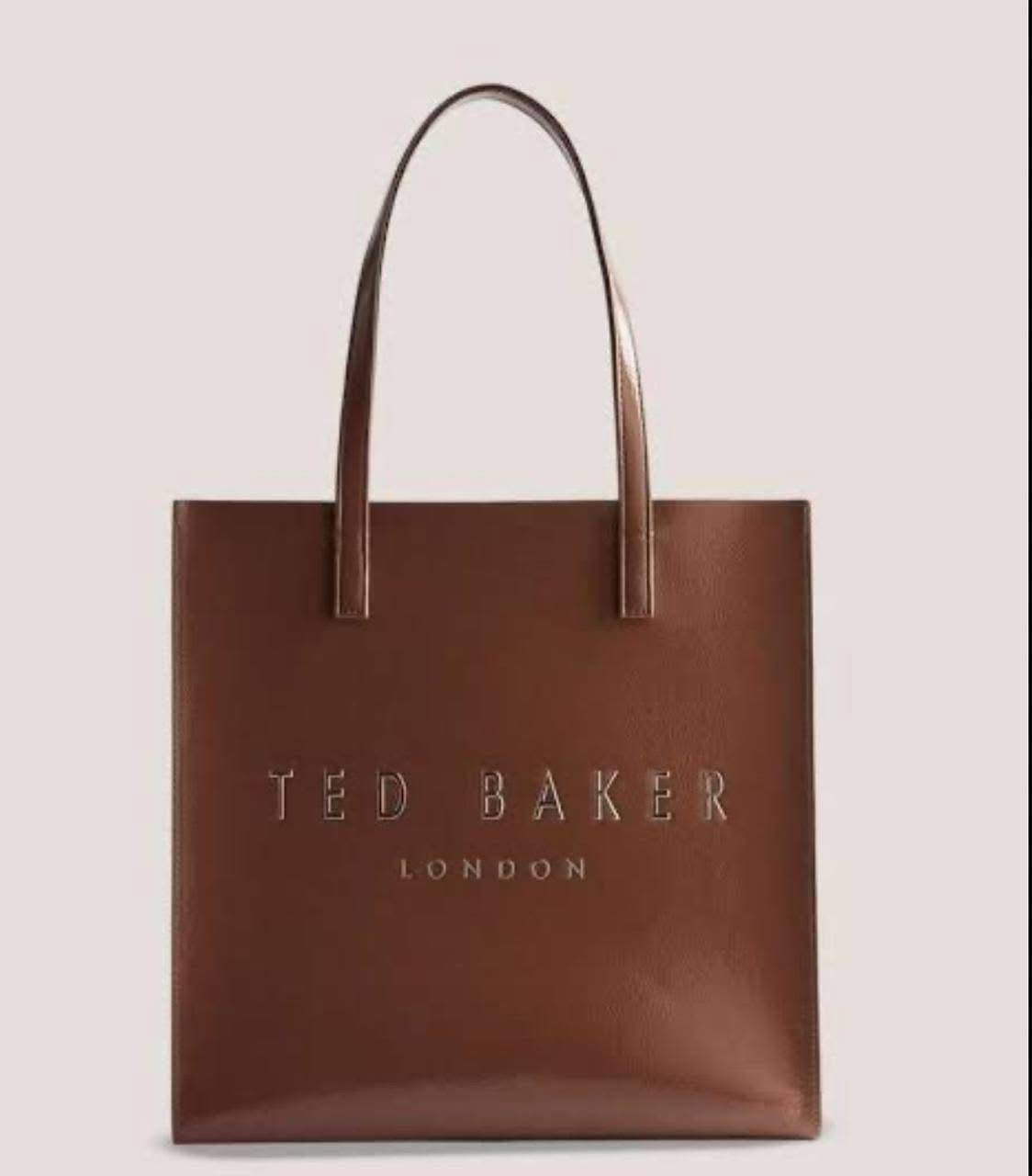 Ted Baker Icon Glossy Tote Bag - Faux Leather Designer Handbag (Multiple Colors)
