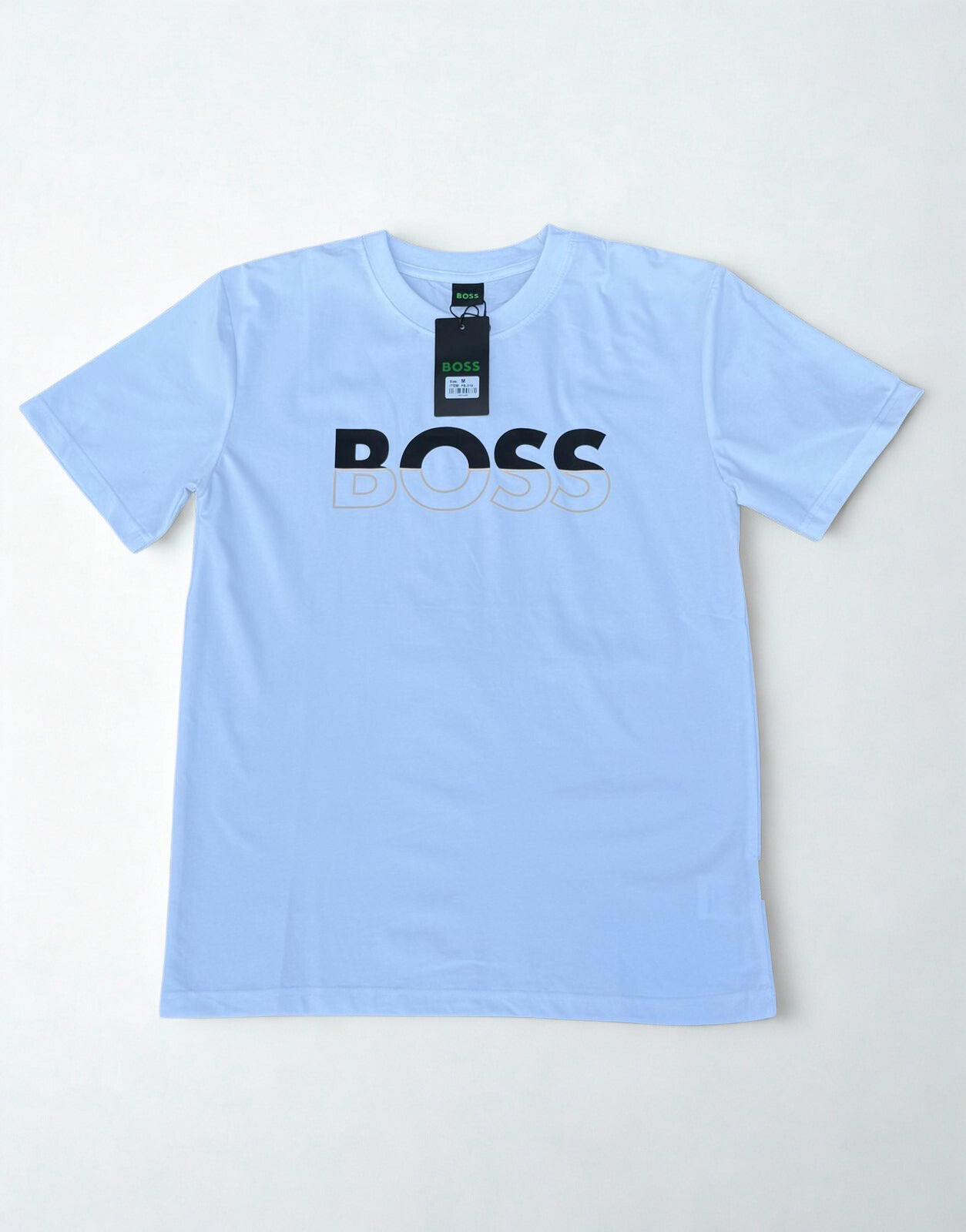 Hugo Boss BOSS Logo T-Shirt | Cotton Jersey Crewneck in Light White & Black | M-3XL