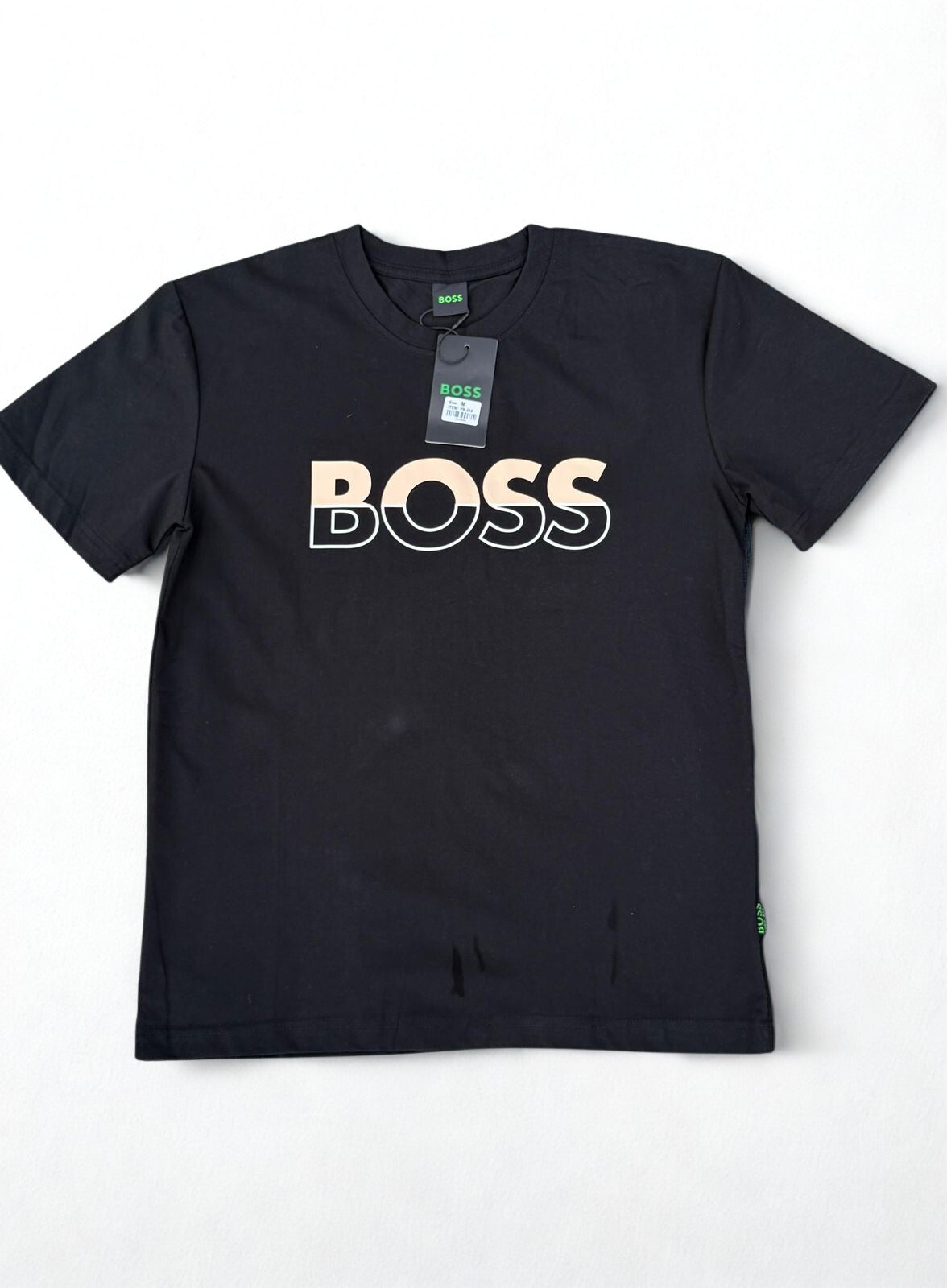 Hugo Boss BOSS Logo T-Shirt | Cotton Jersey Crewneck in Light White & Black | M-3XL