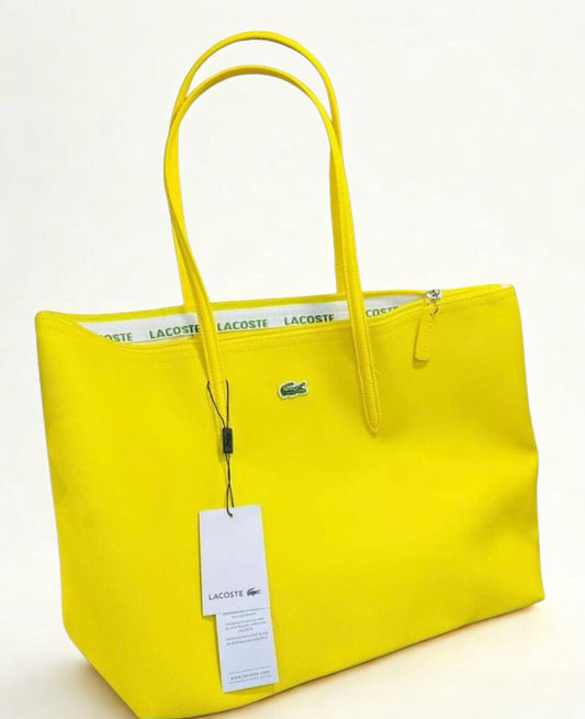 Lacoste Women’s Yellow/Orange Leather Tote Bag | L.12.12 Concept | Free Shipping