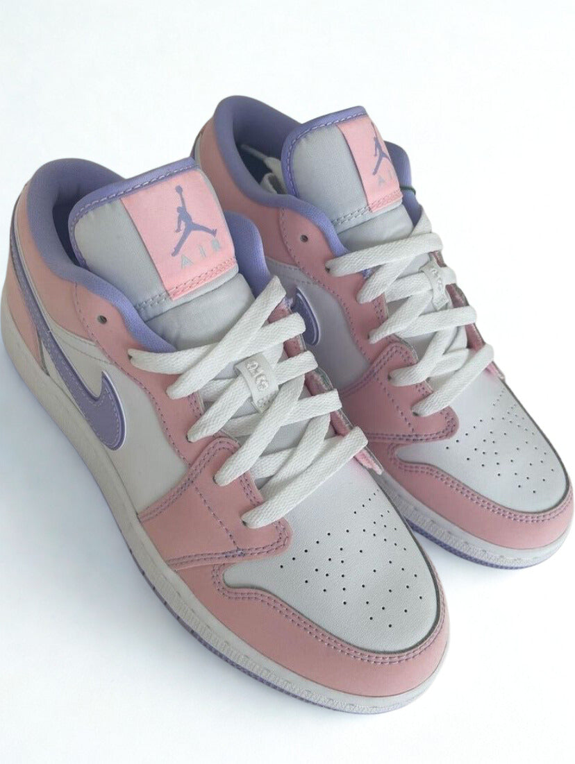 Nike Air Jordan 1 Low SE Arctic Punch Sneakers - White/Pink Purple Pulse - Pastel Leather Upper, Sizes 3-9 UK