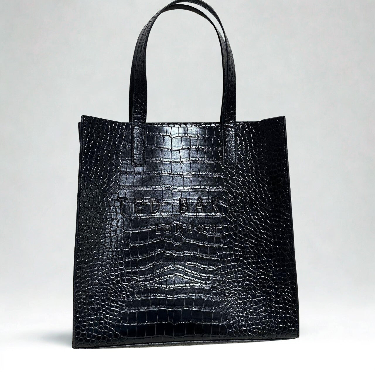 Ted Baker Icon Glossy Tote Bag - Faux Leather Designer Handbag (Multiple Colors)