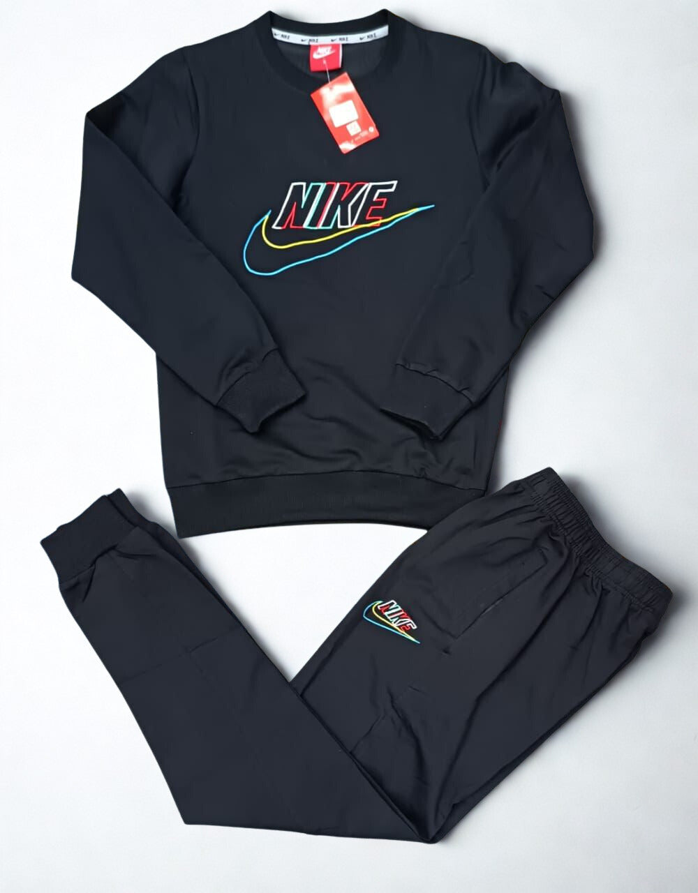 Nike Sportswear Sweat Fleece Tracksuit with Rainbow Swoosh Embroidery
