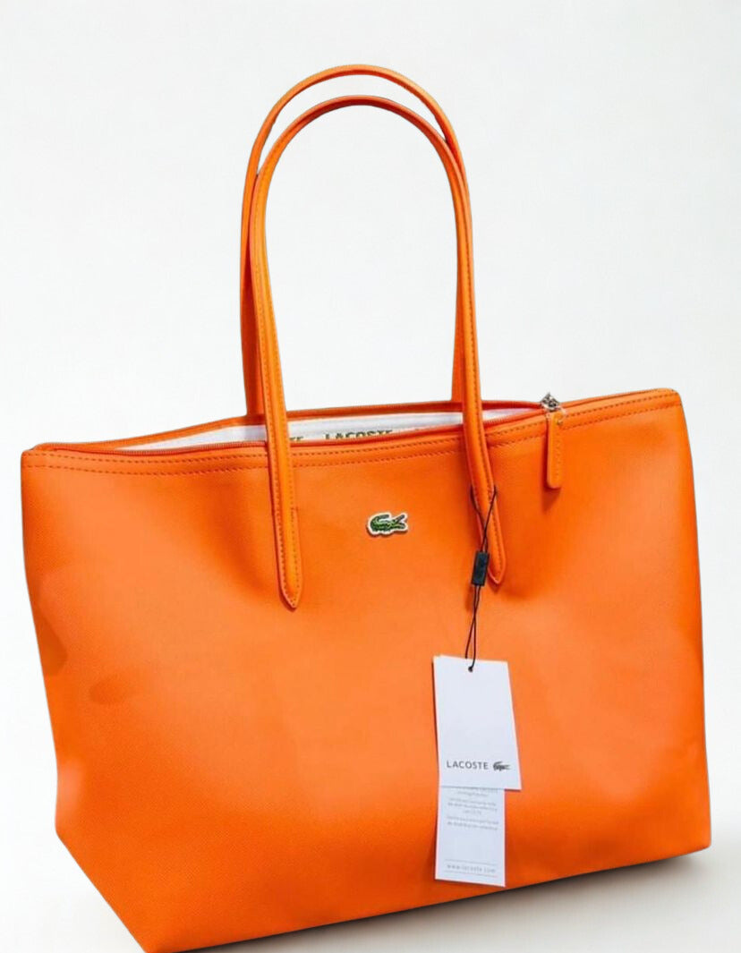 Lacoste Women’s Yellow/Orange Leather Tote Bag | L.12.12 Concept | Free Shipping