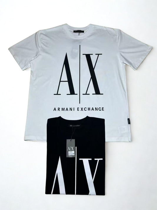 Armani Exchange Logo T-Shirt | Bold A|X Print in White & Black | M-3XL